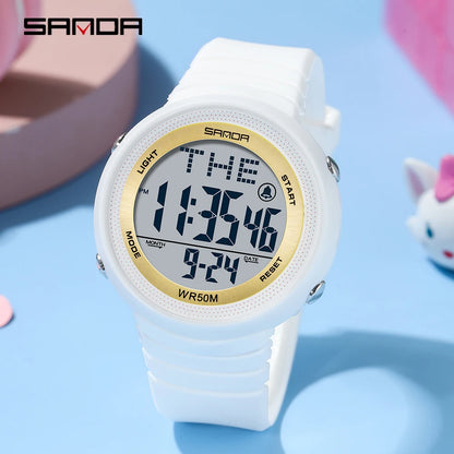 Sanda-reloj Digital con esfera grande para hombre y mujer, relojes electrónicos Led verdes, tendencia de moda, reloj deportivo de lujo para hombre 2022