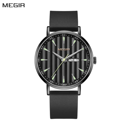 Relojes MEGIR para hombre, relojes de pulsera deportivos de cuarzo luminosos con indicador de fecha de semana de lujo, reloj de negocios con banda de silicona para hombre