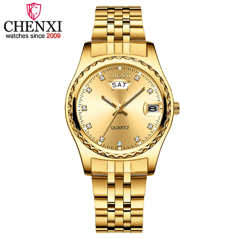 2023 CHENXI New Gold Watches Women Dress Watch Fashion Ladies Rhinestone Quartz Watches Female WristWatch Clock Relogio Feminin