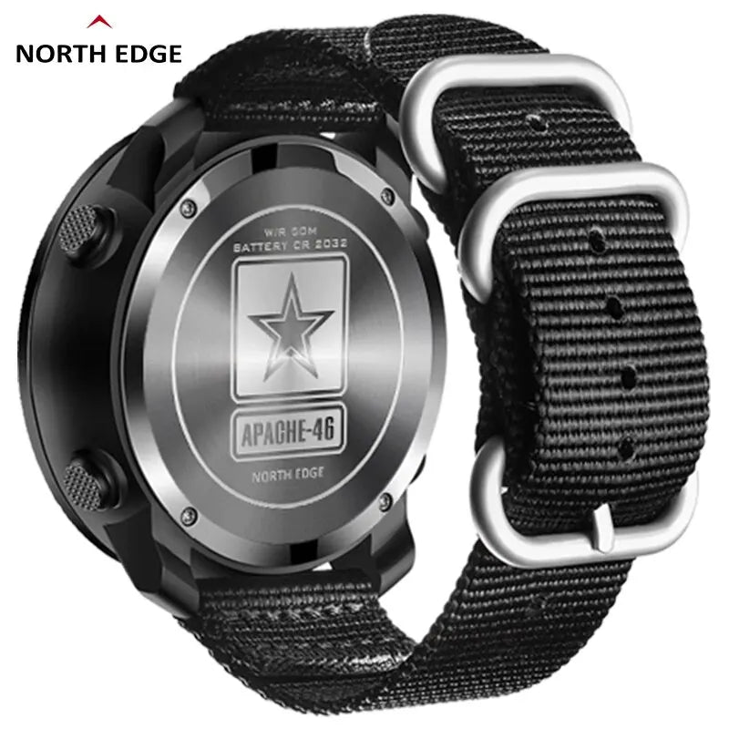 NORTH EDGE APACHE-46 Reloj digital para hombre Deportes al aire libre Correr Natación Relojes deportivos al aire libre Altímetro Barómetro Brújula WR50M