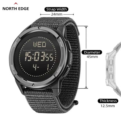 Reloj NORTH EDGE para hombre ALPS 45MM deportes al aire libre natación metrónomo brújula impermeable caja de fibra de carbono correa de nailon reloj para hombre