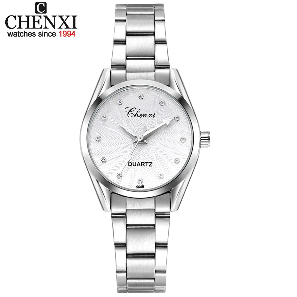 CHENXI, relojes de moda para mujer, relojes de pulsera de acero inoxidable de cuarzo de lujo para mujer, relojes de cuarzo analógicos impermeables para mujer 2023