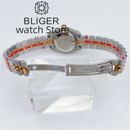 BLIGER New 26mm Women's Silver Rose Gold Classic Mechanical Watch NH05 Movement Gray Dial Sapphire Glass Women's Elegant Watch