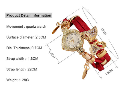 Simple Women’s Round Watches Luxury Brand Ladies Bracelet Watch Bow Quartz Watch Straps Wristwatche Female Korean Clock