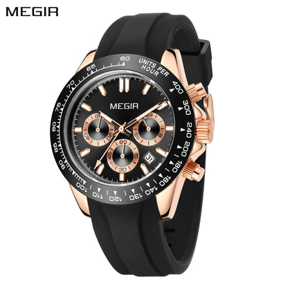 Relojes MEGIR de cuarzo para hombre, relojes de pulsera deportivos con correa de silicona para hombre, reloj informal de moda, reloj cronógrafo para hombre, relojes Masculino