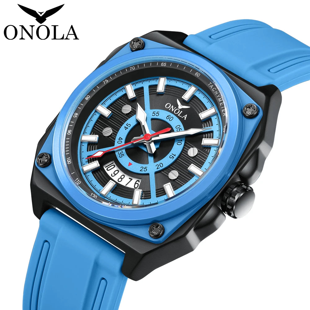 2024 Nuevo superventas Diseño de moda ONOLA Reloj para hombres jóvenes Cinta de silicona multicolor Relojes impermeables Colok