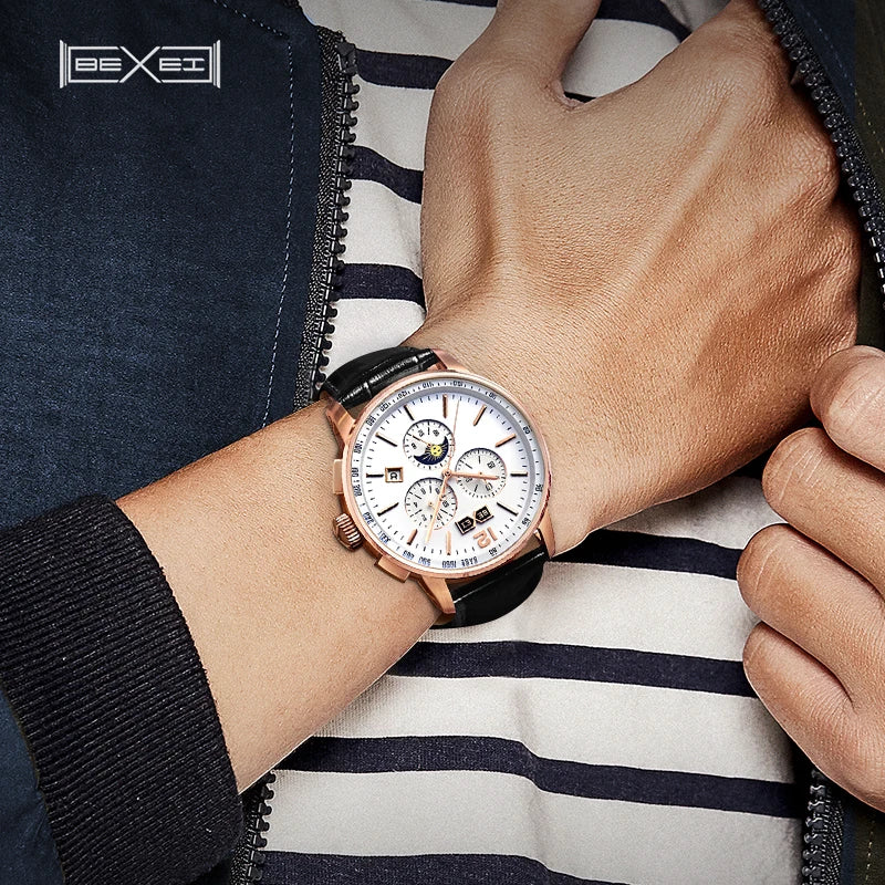 BEXEI 9059  Skeleton  fashion mechanical watch for men automatic movement  Luxury  synthetic sapphire waterproof   Reserve 45H