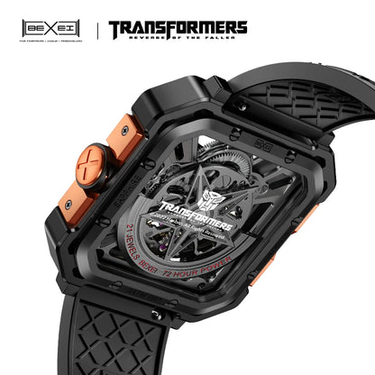 BEXEI Mechanical Wristwatches Watch for Men Luxury  72H Power Stainless Steel Sapphire  Wrist Watches Carved Case Skeleton 9102