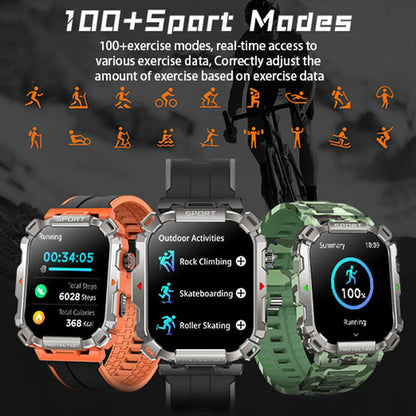 2.01 inch Outdoor Military Smart Watch Men Bluetooth Call Smartwatch For Android IOS IP68 Waterproof Sports Fitness Watches 2024