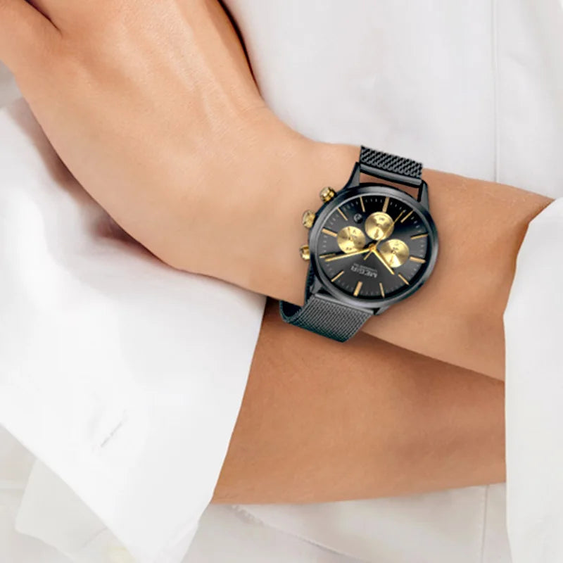 Reloj MEGIR a la moda para mujer, reloj de pulsera con correa de acero inoxidable de lujo para mujer, relojes de cuarzo con fecha resistente al agua, cronógrafo, reloj para mujer