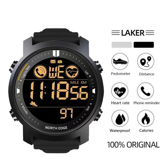 Reloj inteligente NORTH EDGE para Hombre, deportes al aire libre, detección de ritmo cardíaco, resistente al agua, 50M, Ultra Larga modo de reposo, Bluetooth, Reloj para Hombre