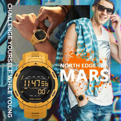 NORTH EDGE メンズ腕時計 MARS 多機能目覚まし時計 カロリー記録 防水 歩数計 スポーツ メンズ腕時計 腕時計 男性