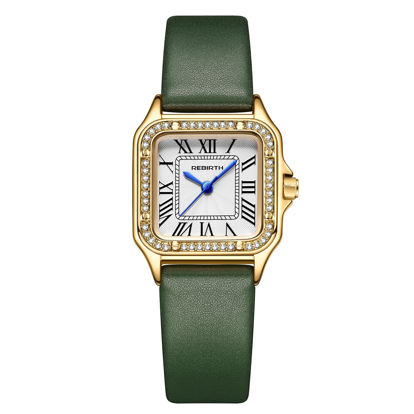 Fashion REBIRTH Top Brand Simple And Leisure Women's Quartz Leather Adhesive Tape Exquisite Diamond Gift Watches
