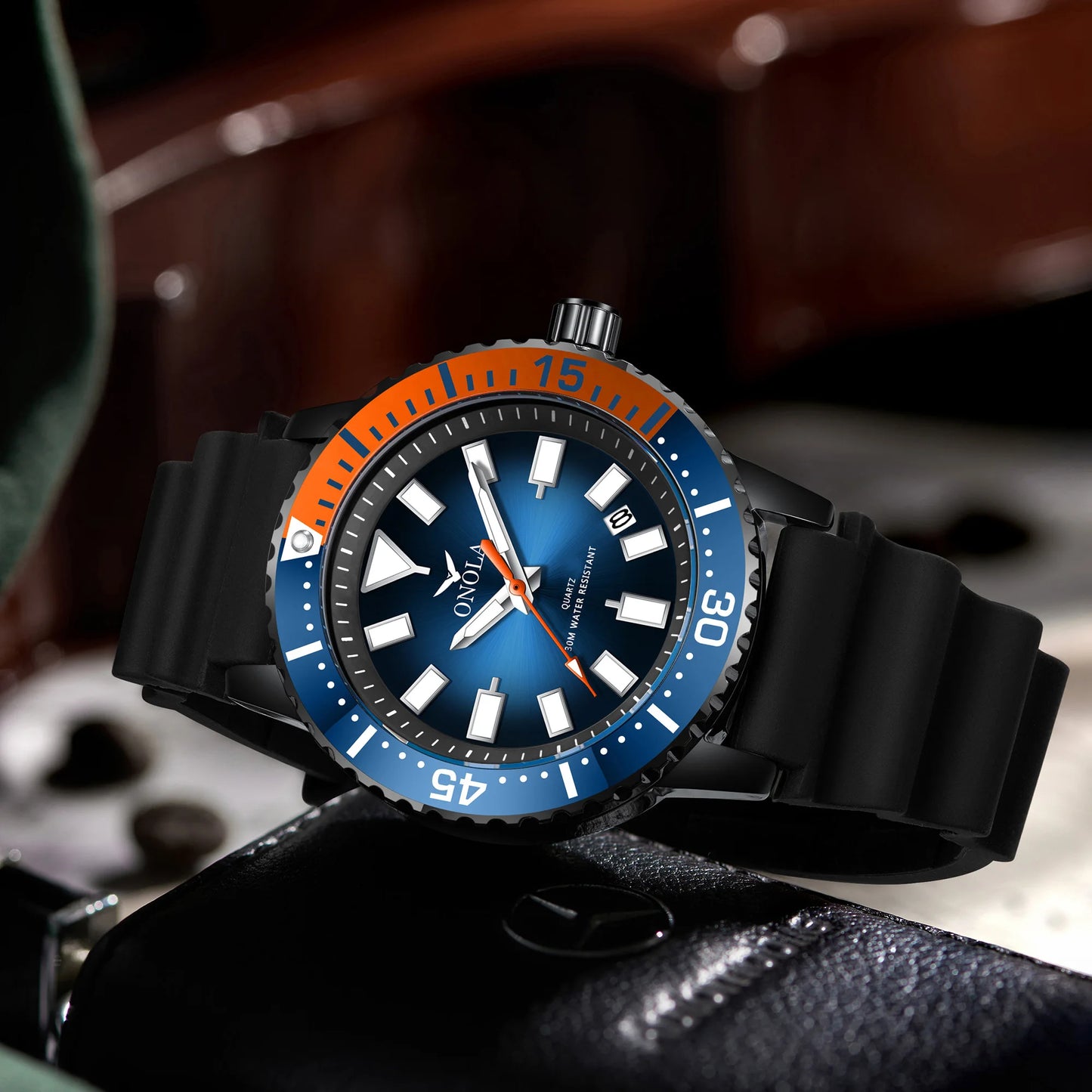 Reloj de negocios para hombre ONOLA, reloj de cuarzo resistente al agua de goma, reloj para hombre