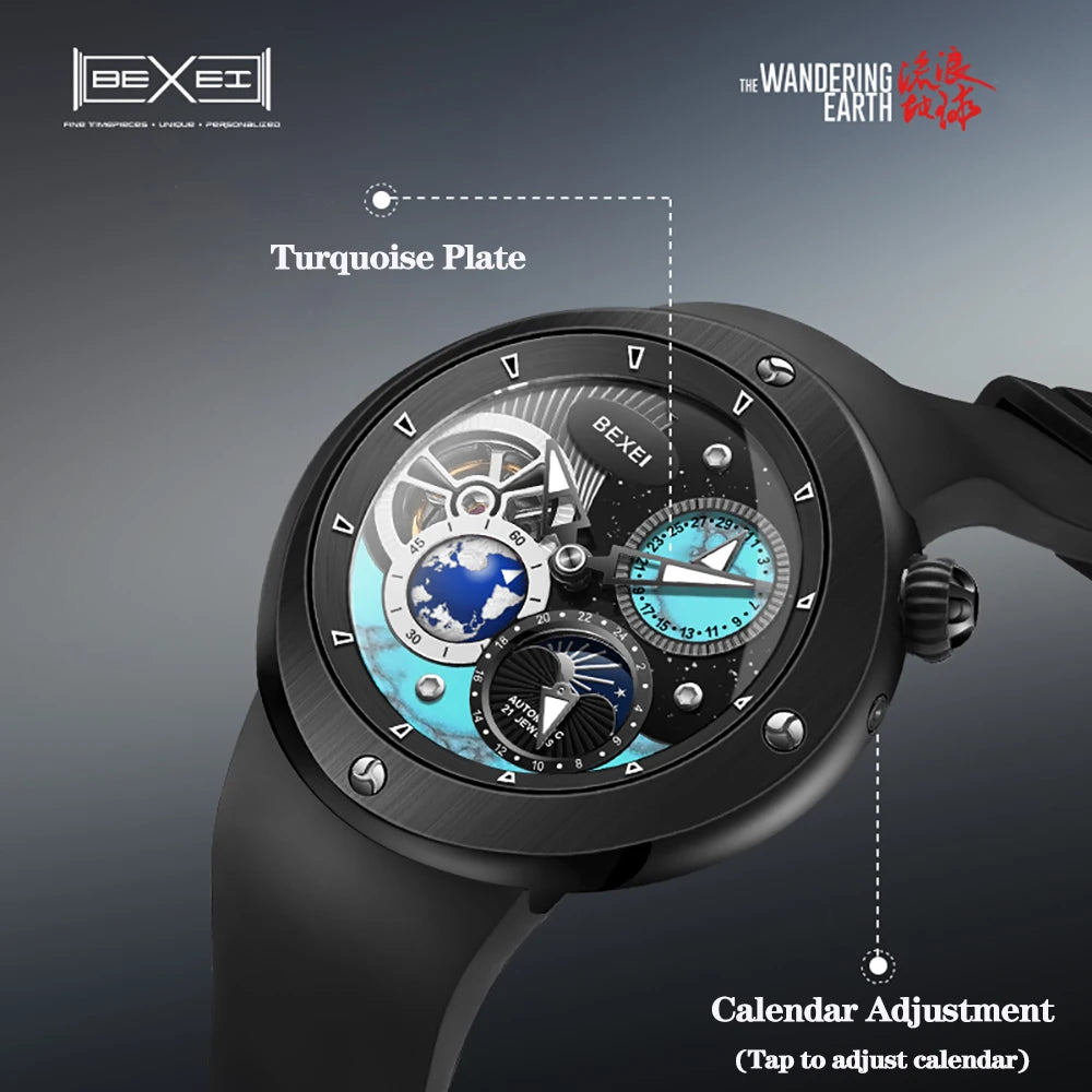 BEXEI 9161 Automatic mechanical watch for men Goose Egg Case Turquoise dial coated crystal luminous waterproof business watch.