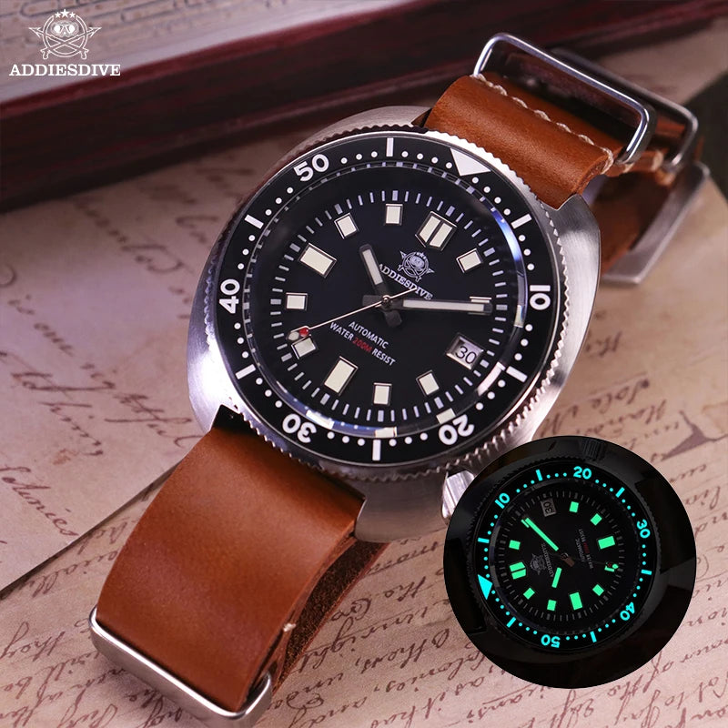 Reloj ADDIESDIVE para hombre con cristales de zafiro, diseño de moda, reloj mecánico automático, reloj de buceo resistente a los arañazos