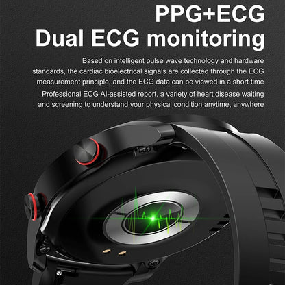 2023 New ECG+PPG Bluetooth Call Smart Watch Men Music player Waterproof Sports Fitness Tracker Stainless Steel Strap Smartwatch