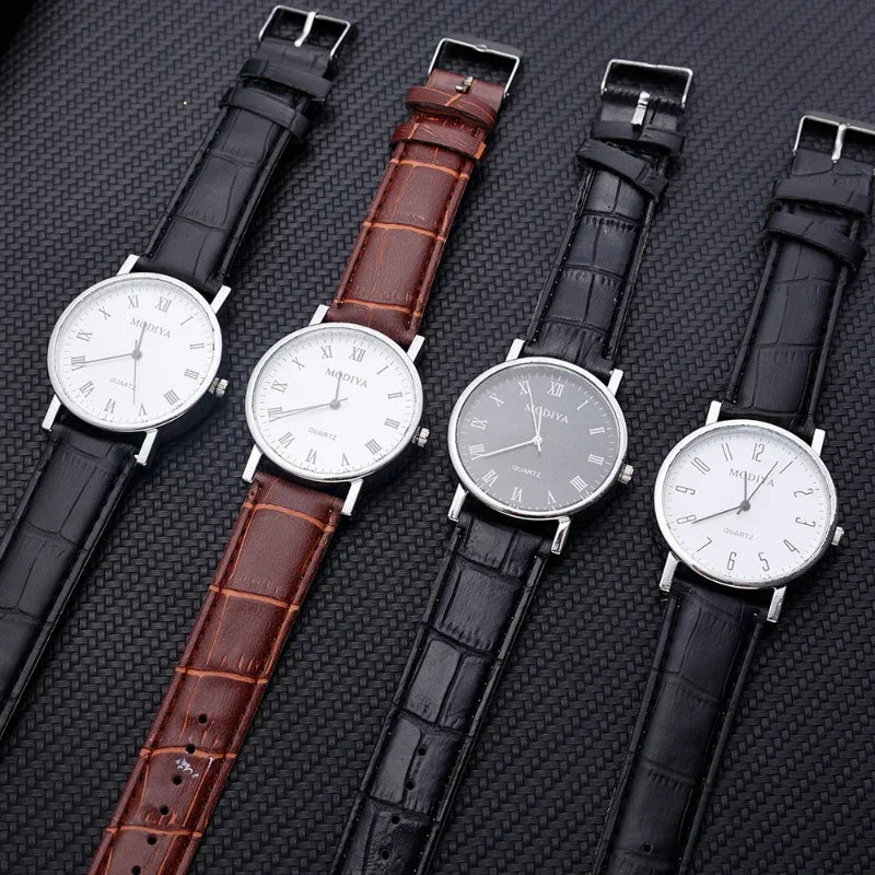 Relojes para hombre, reloj de pulsera de negocios, correa de cuero de lujo, relojes analógicos, relojes de pulsera de cuarzo, reloj informal Simple para hombres y mujeres