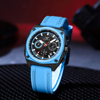 ONOLA-reloj cuadrado con diseño multicolor para hombre, pulsera de silicona multifuncional, resistente al agua, informal, novedad de 2024