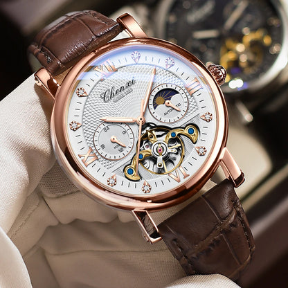 CHENXI Fashion Brand Waterproof Mens Watch Automatic Mechanical Top Luxury Sport Wristwatch Moon Phase Tourbillon Male Clock