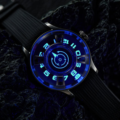 OBLVLO Curvature Engine Star Rotor Reloj Automático Todo el Acero Hombres Super Luminoso Luz Nocturna Azul Relojes Mecánicos Behrens