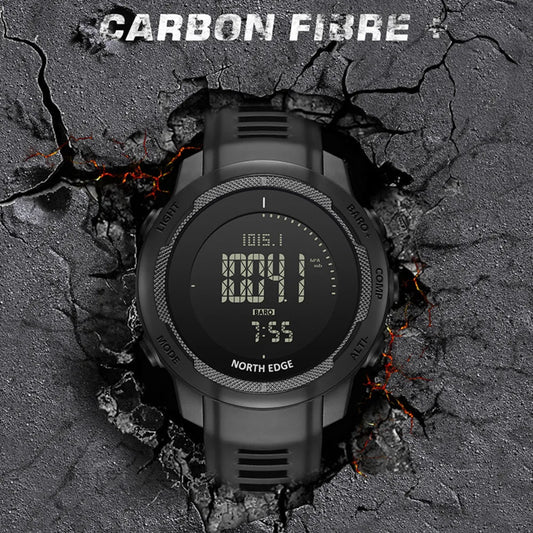 Reloj NORTH EDGE para hombre Vertico deportes al aire libre fibra de carbono brújula de altitud multifuncional reloj impermeable para hombre Montre Homme