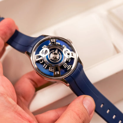 OBLVLO marca superior motor curvatura barco estrella reloj automático de goma hombres superluminoso luz nocturna azul relojes automáticos BLM