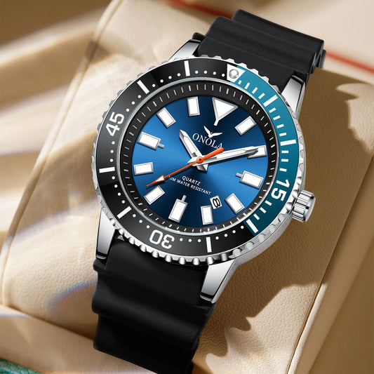 Reloj de negocios para hombre ONOLA, reloj de cuarzo resistente al agua de goma, reloj para hombre