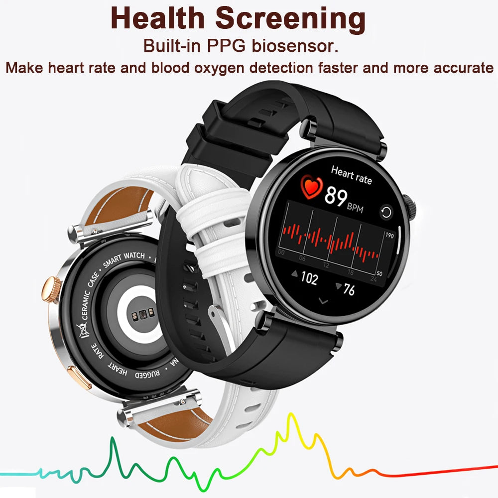 For Watch 4 Mini Fashion Women Smart Watch Health Monitoring Sports Fitness IP68 Waterproof HD Call AMOLED Smartwatch 2024 New