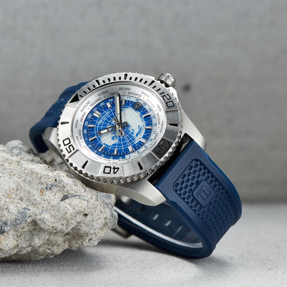 Reloj OBLVLO World Time para deportes de buceo para hombre, relojes mecánicos automáticos, relojes de cristal de zafiro superluminosos para hombre