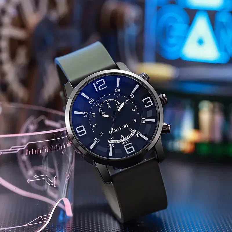 Relojes de silicona Jelly para Hombre, relojes de pulsera de cuarzo con esfera grande, relojes simples, Reloj informal para Hombre, Reloj de regalo para Hombre