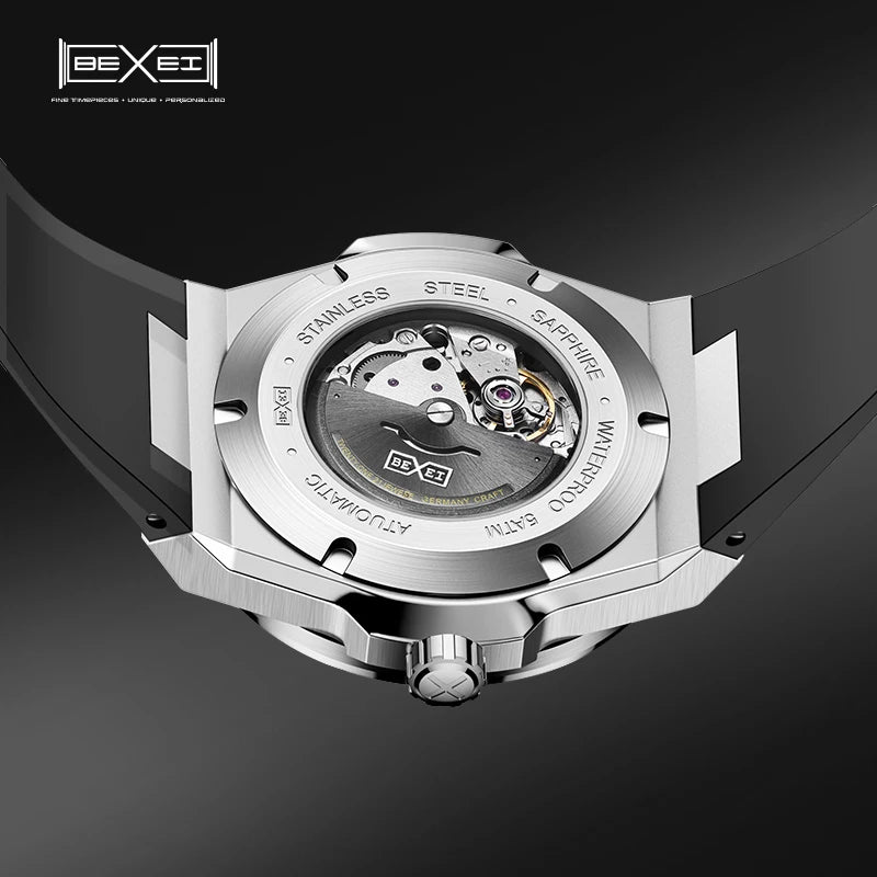 BEXEI 9136 Automatic movement watches for men synthetic sapphire mirror Luminous waterproof Aviation Themed Mechanical Watches