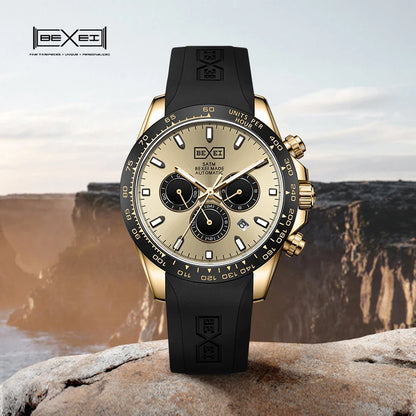 BEXEI 9152 Multifunction watch for men Automatic movement mechanical fashion Man watch Luxury synthetic sapphire waterproof 2023