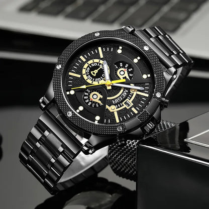 Reloj de cuarzo de marca de lujo MEGIR, relojes de pulsera militares deportivos para hombres, manecillas luminosas, reloj de acero inoxidable resistente al agua, cronógrafo