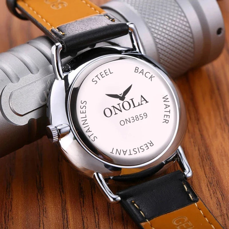 ONOLA, reloj de cuarzo ultrafino simple para hombre, reloj clásico de marca de lujo de cuero/nylon para hombre, vestido informal resistente al agua, reloj Masculino