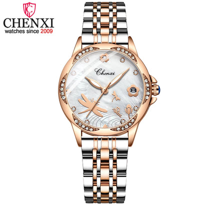 CHENXI Top Brand Luxury Ladies Watch Waterproof Dress Quartz Stainless Steel Wrist Watches Women Simple Casual Clock Reloj Mujer
