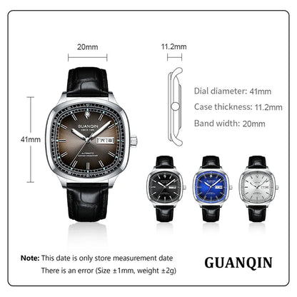 GUANQIN Men's Watches 2024 Luxury Mechanical Automatic Watch For Men Leather Sapphire Mirror Mens Wristwatch Clock Reloj Hombre