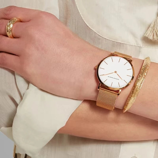 Reloj HANNAH MARTIN para mujer, marca superior, movimiento de cuarzo japonés, 36mm, oro rosa, resistente al agua, moda nórdica minimalista, reloj para mujer