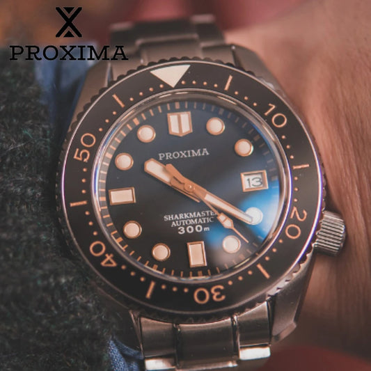 Proxima PX1683 Men’s Diving Watch Monoblock Black Pilot Sports Mechanical Watches 30ATM 300m Waterproof Sapphire Crystal Clock