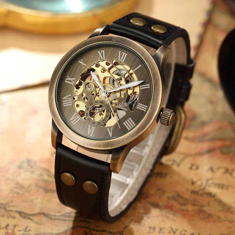 AUTOMATIC MAN WATCH MECHANICAL WATERPROOF WRIST WATCHES For Men LUXURY SKELETON MALE CLOCK STAINLESS STEEL SELF WIND Mens Watch