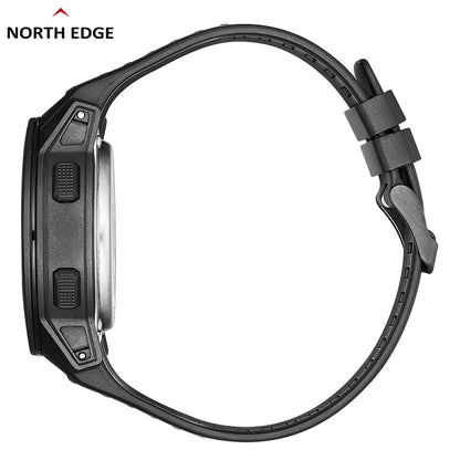 NORTH EDGE Mars 3-reloj militar para hombre, carcasa Digital de fibra de carbono para hombre, resistente al agua hasta 50M, relojes deportivos, reloj de pulsera LED de hora mundial