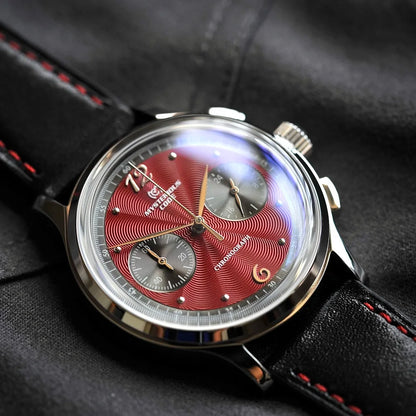 Mysterious Code Men Chronograph Watch 38MM Luxury Quartz Watches Panda Wristwatch K1 Mirror 50M Waterproof VK63 Leather Strap