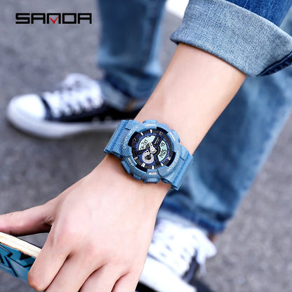 SANDA Fashion Lovers Men Women Watches Sports Military Quartz watches Men Waterproof S Shock Clock relogio masculino 299