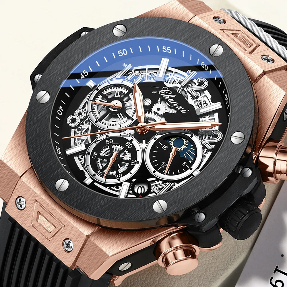 CHENXI 2023 nuevo reloj para hombres correa de PU con cronógrafo marca superior relojes deportivos de cuarzo para hombres reloj de pulsera luminoso impermeable