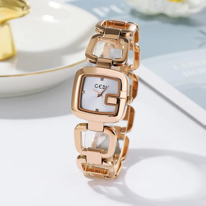 Fashion Gedi Top Brand New Light Luxury Rose Gold Bracelet Women's Hollow Ins Elegant And Unique Quartz Gift Wrist Watch