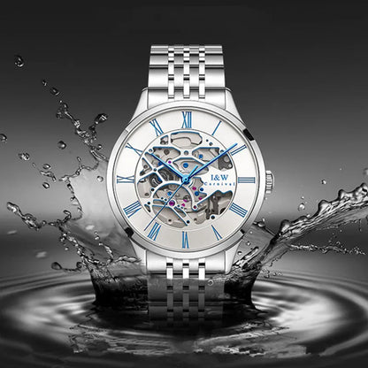 New Switzerland Luxury Brand I&W CARNIVAL Japan Automatic Mechanical Men‘s Watches Sapphire Waterproof Dual Skeleton Clock C522G