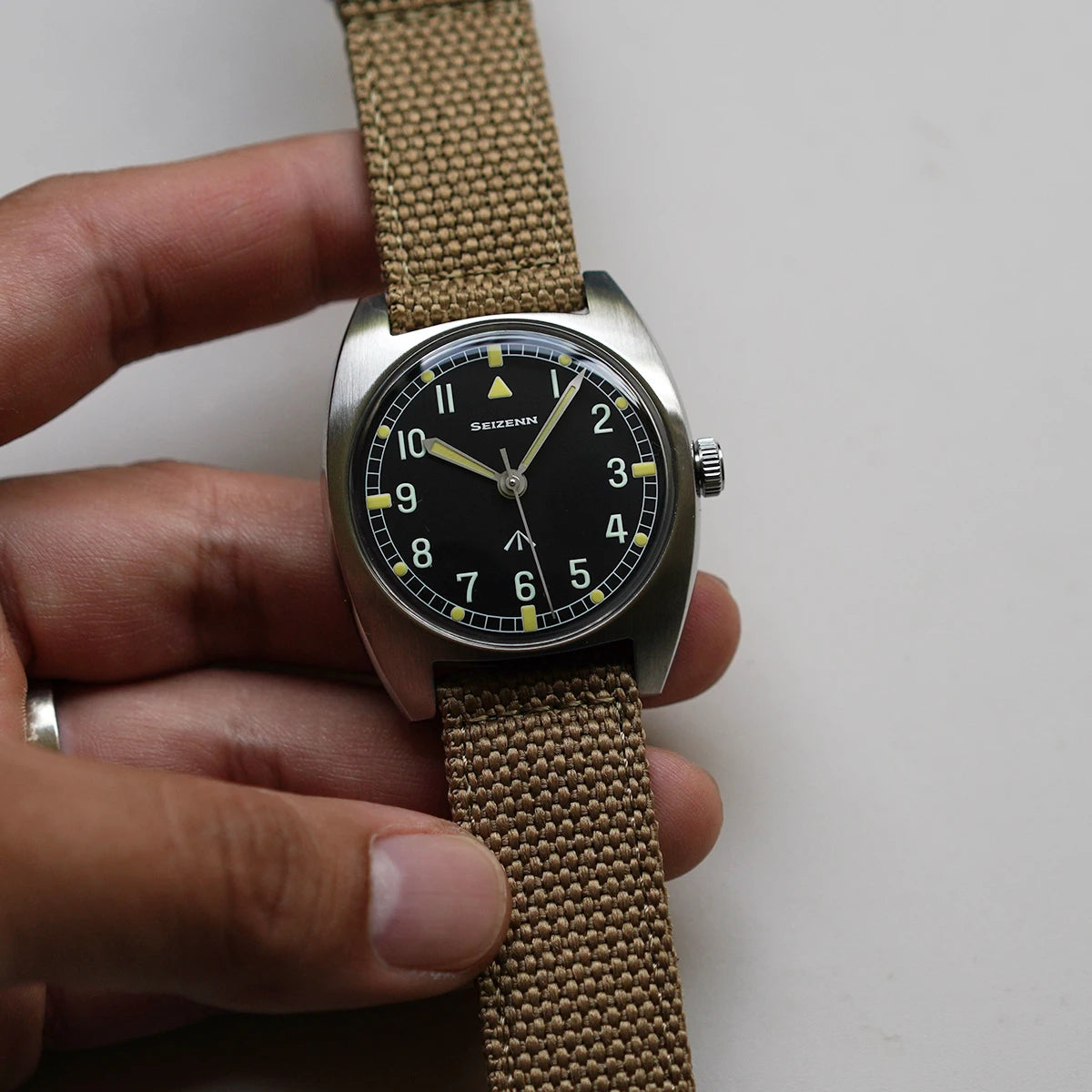 Reloj Merkur W10 Vintage, reloj de campo militar británico, relojes mecánicos de cuerda a mano para hombre, caja luminosa de acero teñido de 38mm