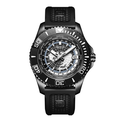 OBLVLO-relojes automáticos para hombre, reloj de pulsera mecánico de buceo de 43,5 MM, hora mundial luminosa, fecha luminosa de zafiro resistente al agua hasta 100M