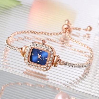 Reloj de pulsera de acero ajustable para Mujer, Reloj de cuarzo de lujo a la moda con esfera cuadrada pequeña, Reloj de pulsera Popular ins, Reloj elegante para Mujer