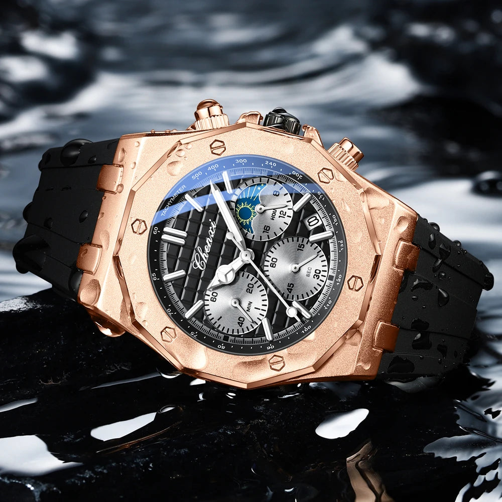 CHENXI Mens Luxury Watches Fashion Sport Wristwatches Male Chronograph Quartz Men Silicone Clock Luminous Relogio Masculino
